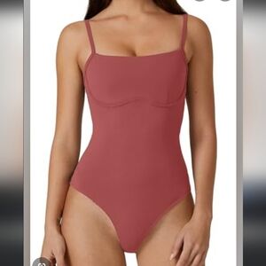 Qinsen Mauve Tank Top Style Bodysuit. NWT